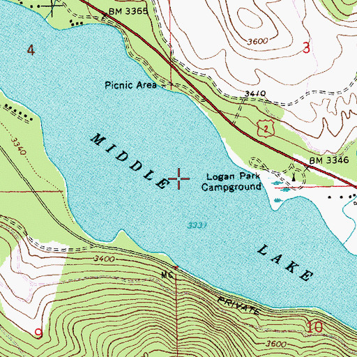 Topographic Map of Middle Thompson Lake, MT