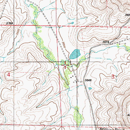 Topographic Map of Middle Willow Creek, MT