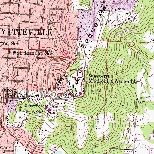 Topographic Map of Western Methodist Assembly, AR