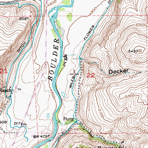 Topographic Map of Miles Flower Ditch, MT