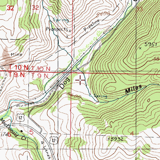 Topographic Map of Miles Gulch, MT