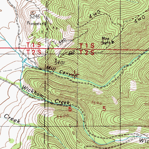 Topographic Map of Mill Canyon, MT