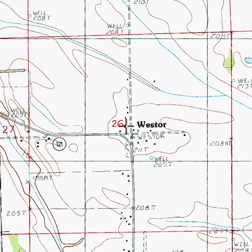 Topographic Map of Westor, AR
