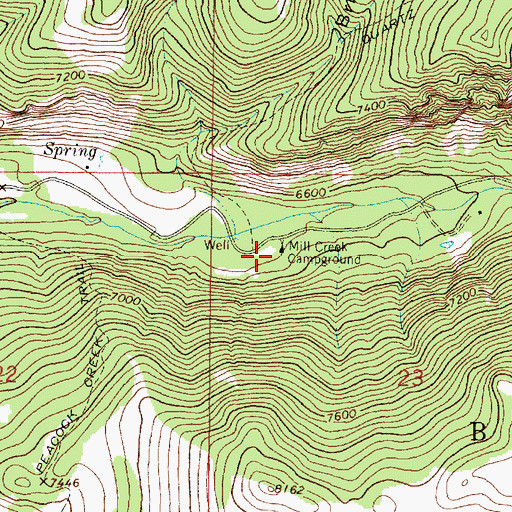 Topographic Map of Mill Creek Campground, MT