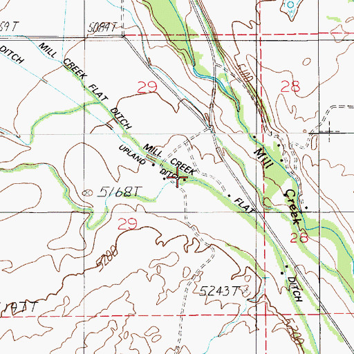 Topographic Map of Mill Creek Flat Ditch, MT