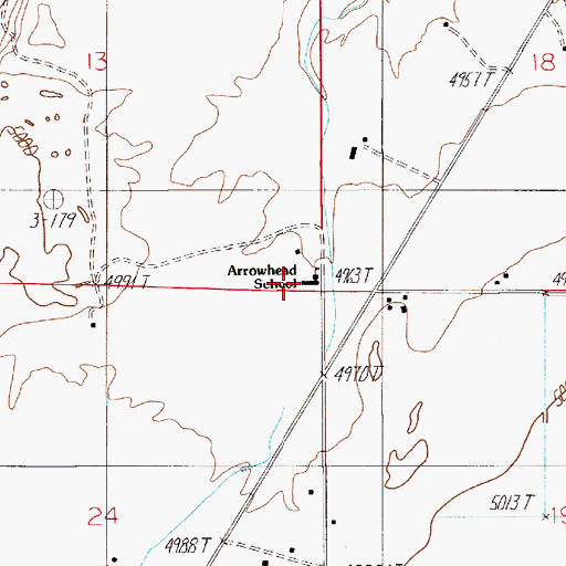 Topographic Map of Mill Creek Flat School (historical), MT