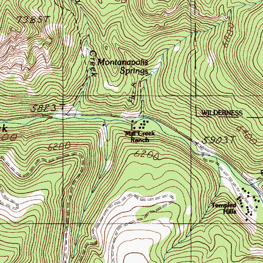 Topographic Map of Mill Creek Ranch, MT