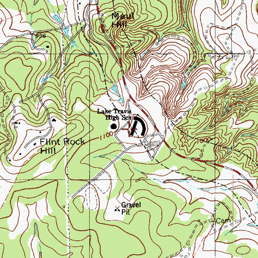 Topographic Map of Lake Travis Middle School, TX