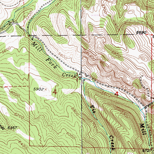 Topographic Map of Mill Fork Creek, MT