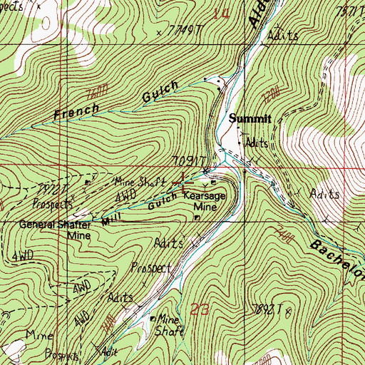 Topographic Map of Mill Gulch, MT