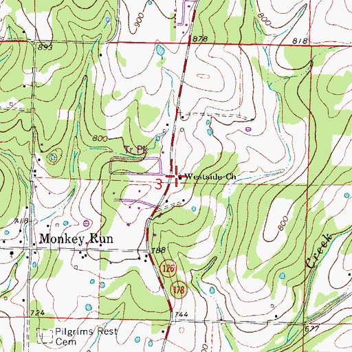 Topographic Map of West Side Missionary Baptist Church, AR