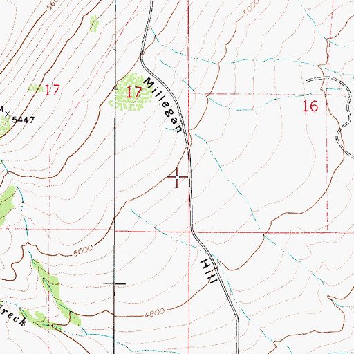 Topographic Map of Millegan Hill, MT