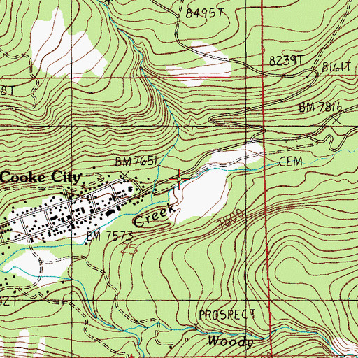 Topographic Map of Miller Creek, MT