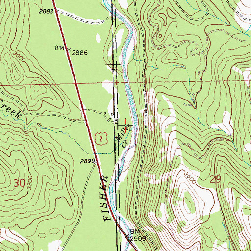 Topographic Map of Miller Creek, MT