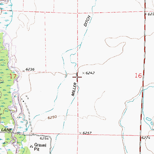 Topographic Map of Miller Ditch, MT