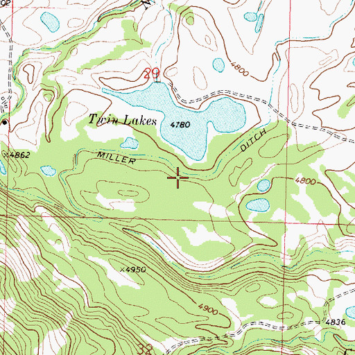 Topographic Map of Miller Ditch, MT