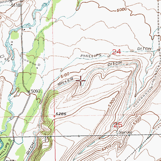 Topographic Map of Miller Ditch, MT