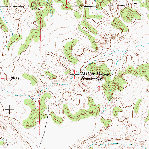 Topographic Map of Miller Draw Reservoir, MT