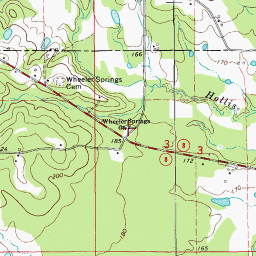 Topographic Map of Wheeler Springs Methodist Episcopal Church, AR
