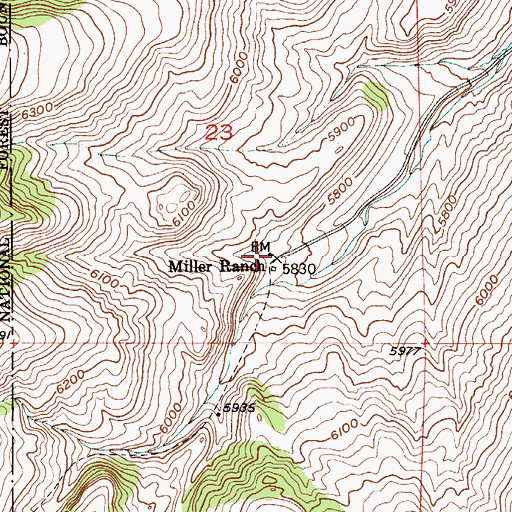 Topographic Map of Miller Ranch, MT