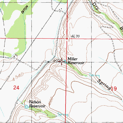 Topographic Map of Miller Reservoir, MT