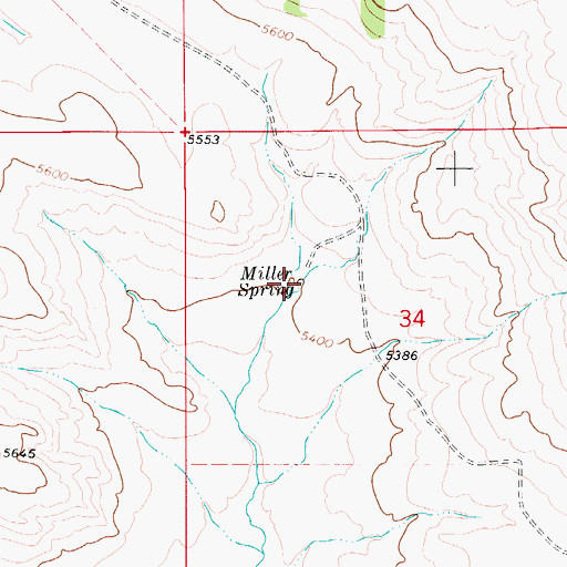 Topographic Map of Miller Spring, MT