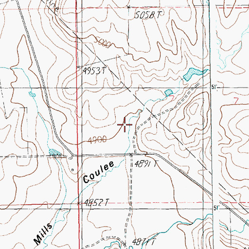 Topographic Map of Mills Coulee, MT