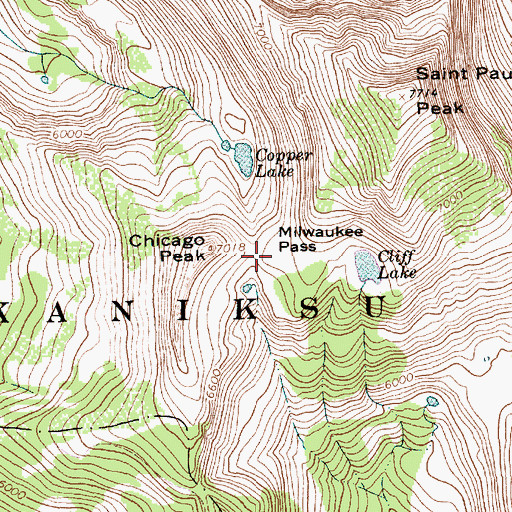 Topographic Map of Milwaukee Pass, MT