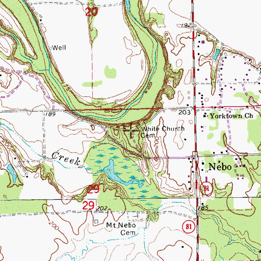 Topographic Map of White Church Cemetery, AR