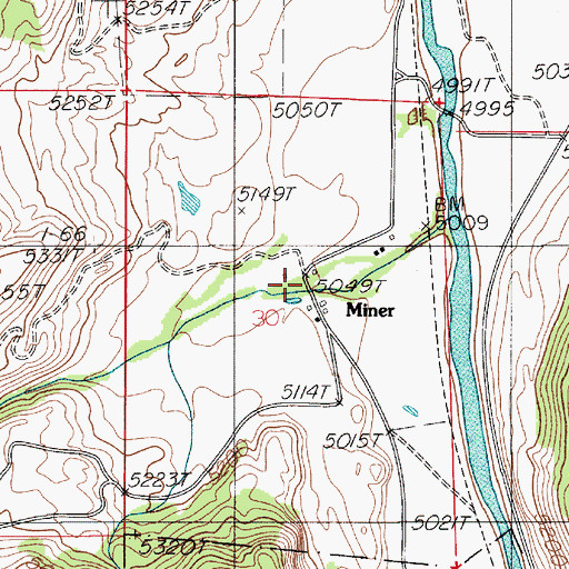 Topographic Map of Miner, MT
