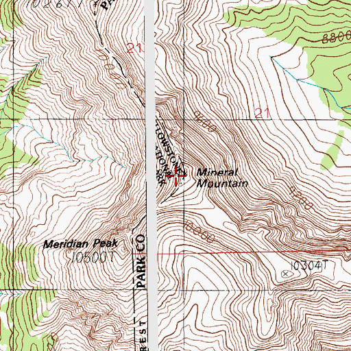 Topographic Map of Mineral Mountain, MT