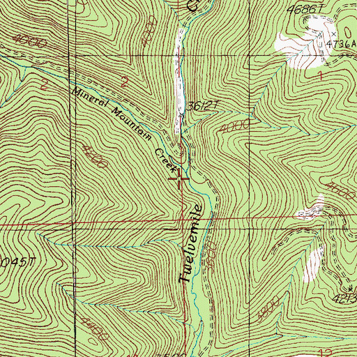 Topographic Map of Mineral Mountain Creek, MT