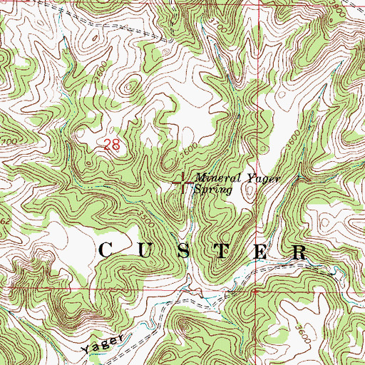 Topographic Map of Mineral Yager Spring, MT