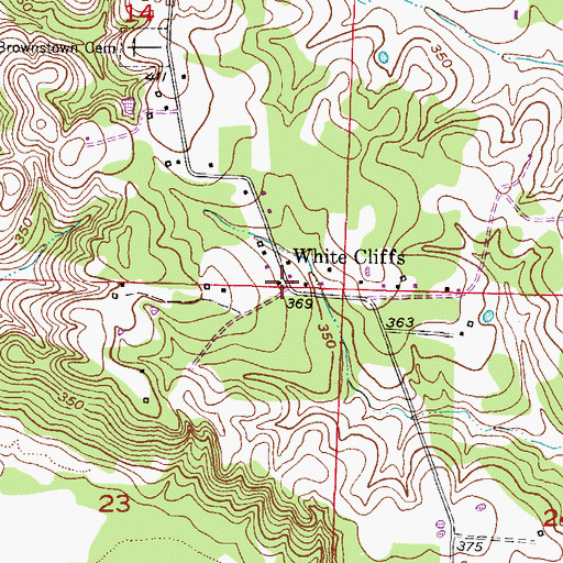 Topographic Map of White Cliffs, AR