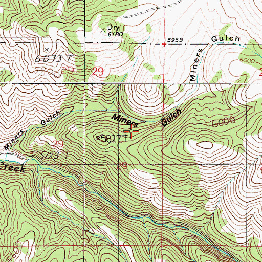 Topographic Map of Miners Gulch, MT