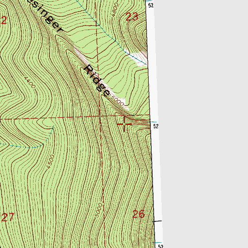 Topographic Map of Minesinger Ridge, MT