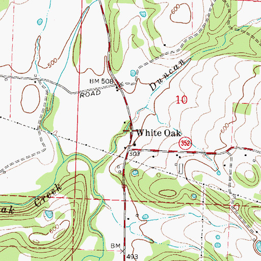 Topographic Map of White Oak, AR