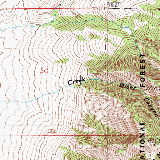 Topographic Map of Miser Canyon, MT