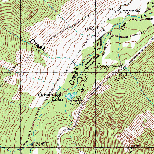 Topographic Map of Misery Creek, MT