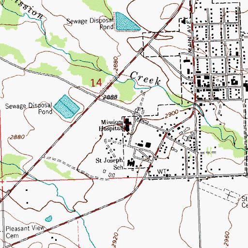 Topographic Map of Mission Hospital (historical), MT