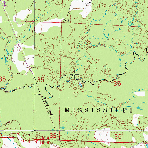 Topographic Map of White Oak Branch, AR