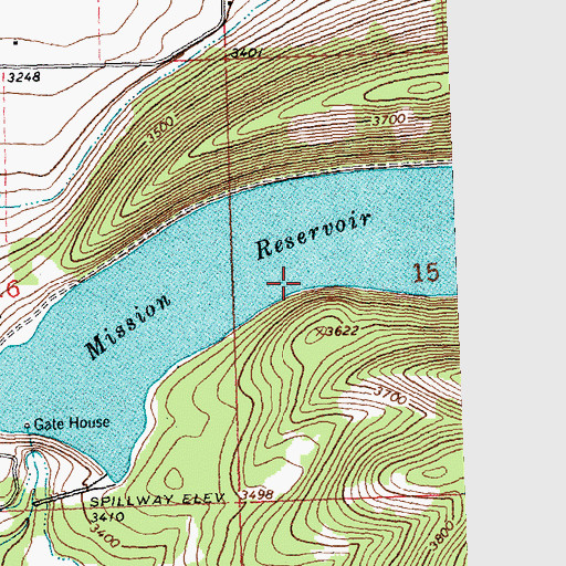 Topographic Map of Mission Reservoir, MT