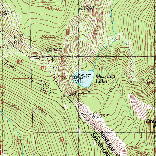 Topographic Map of Missoula Lake, MT
