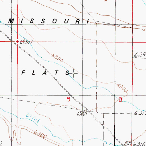 Topographic Map of Missouri Flats, MT