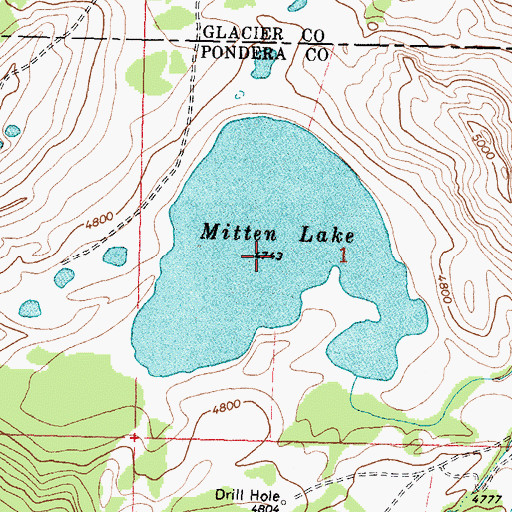 Topographic Map of Mitten Lake, MT