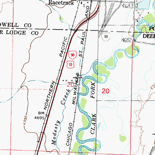 Topographic Map of Modesty Creek, MT