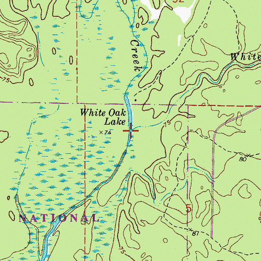 Topographic Map of White Oak Creek, AR