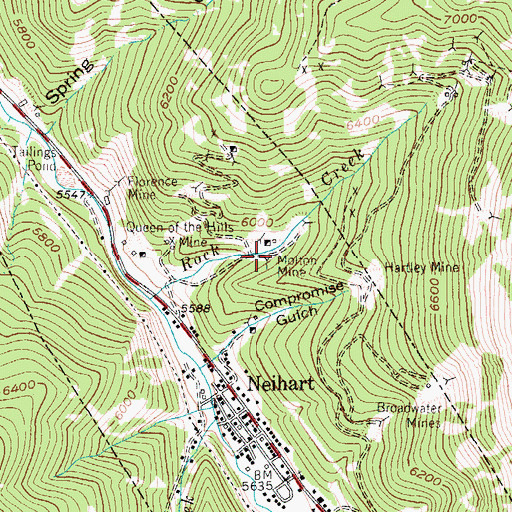 Topographic Map of Molton Mine, MT
