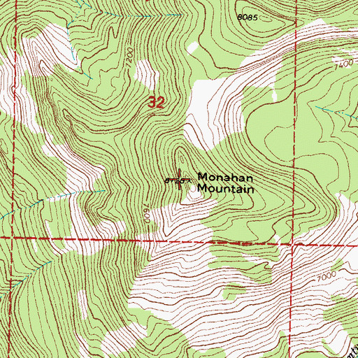 Topographic Map of Monahan Mountain, MT