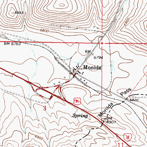 Topographic Map of Monida, MT